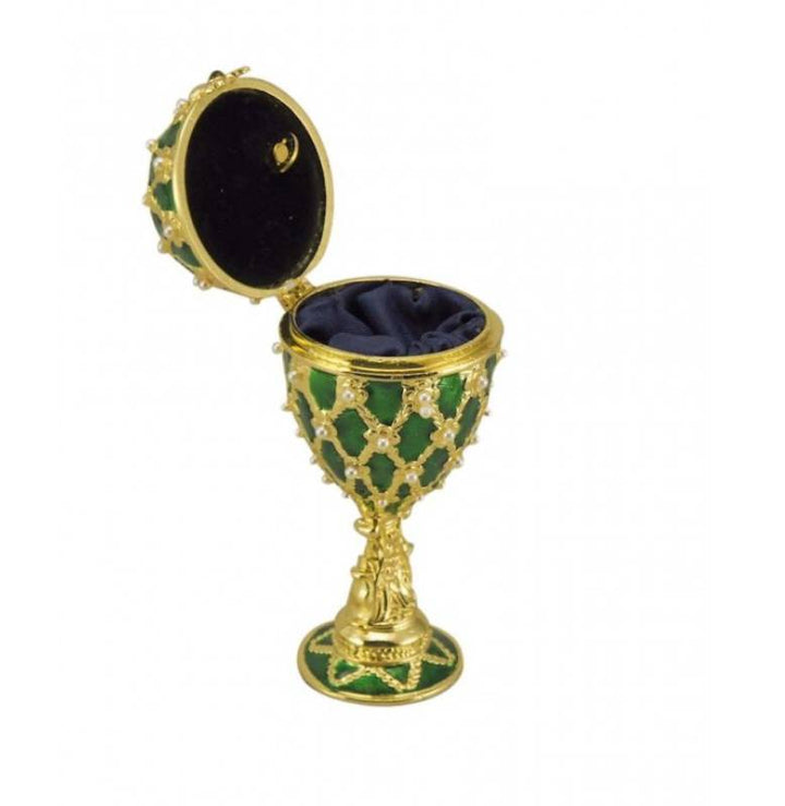 Scultura Il Mondo Dei Carillion Uovo Dorato Verde 13.5 cm 23801