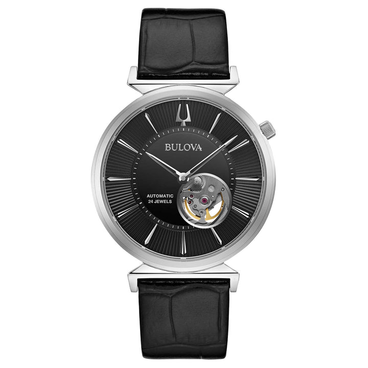 Orologio Uomo Bulova Automatico Regatta Skelethon Acciaio Open Heart Nero 96A234