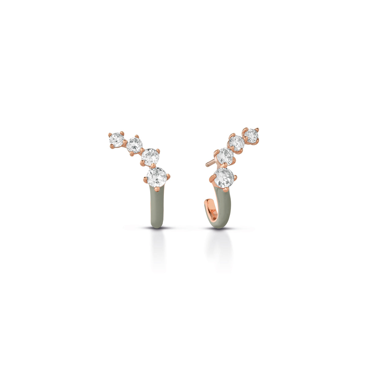 Orecchini Donna Kulto 925 Argento Rosè 925 Smalto Tortora Zirconi Bianchi KE925-21