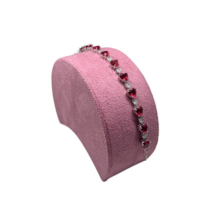 Bracciale Donna Re Mida Tennis Argento 925 Zirconi Cuori Rossi Tennis-47
