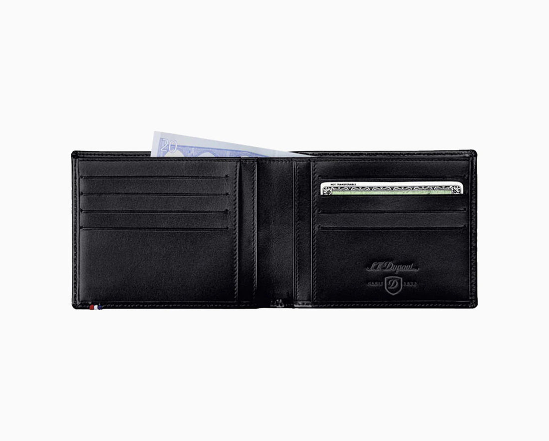 Portafoglio Uomo Dupont Pelle Nero Liscio 6 Carte Logato 180002