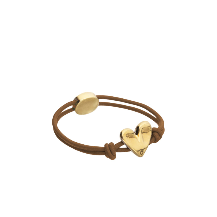 Bracciale Donna Uno De 50 Filo Elastico Marrone Cuore Placcato Oro 18 Kt PUL2641MARORO0M