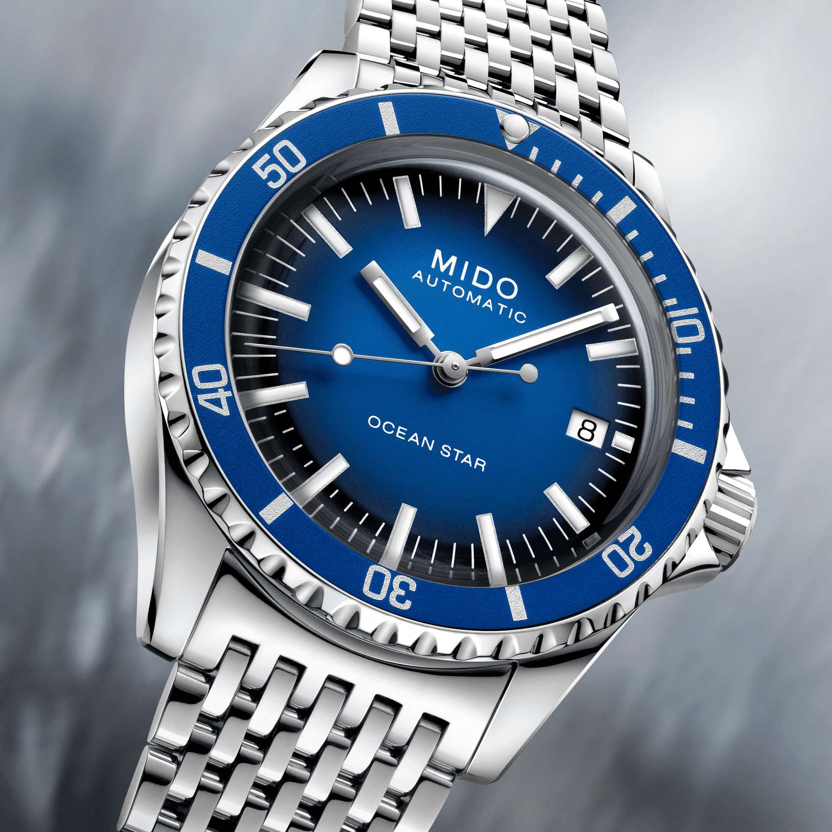 Orologio Uomo Mido Acciaio Automatico Data Cinturino Tessuto Blu M0268071104100
