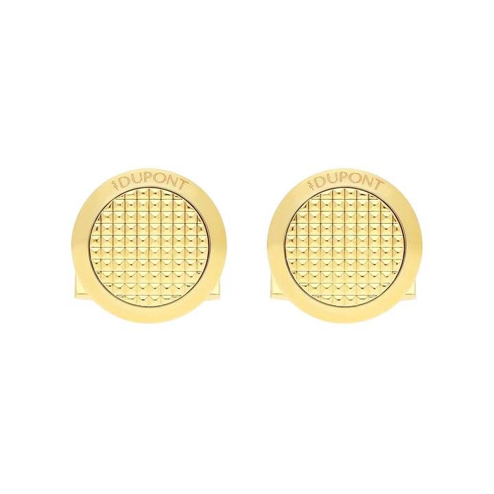 Gemelli Uomo Dupont Acciaio Dorato Rotondi Guillochè Punta Di Diamante 005856