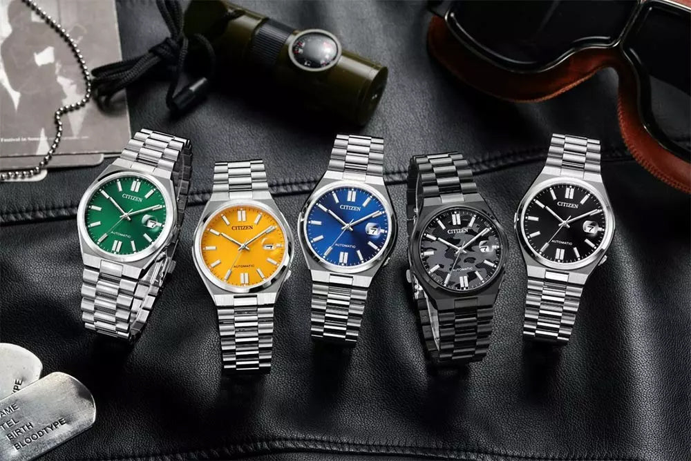 Orologio Uomo Citizen Tsuyosa Automatico Verde Data Maglia President NJ0150-81ZX