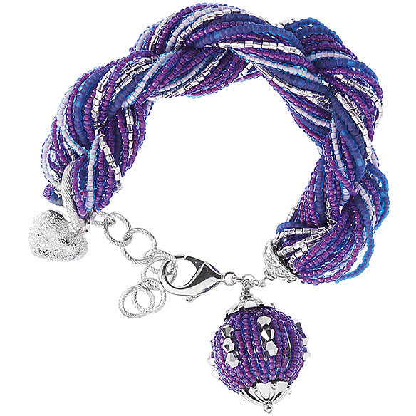 Bracciale Donna Ottaviani Biglie Viola Intrecciate Multicolore Cuore 500270B
