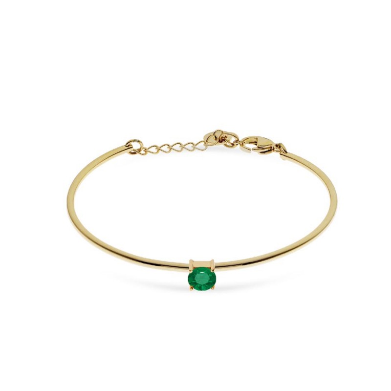 Bracciale Donna Liu Jo Acciaio Dorato Rigido Punto Luce Zircone Verde LJ2541