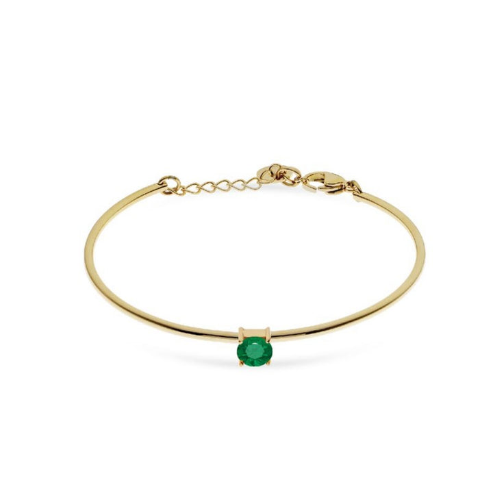 Bracciale Donna Liu Jo Acciaio Dorato Rigido Punto Luce Zircone Verde LJ2541