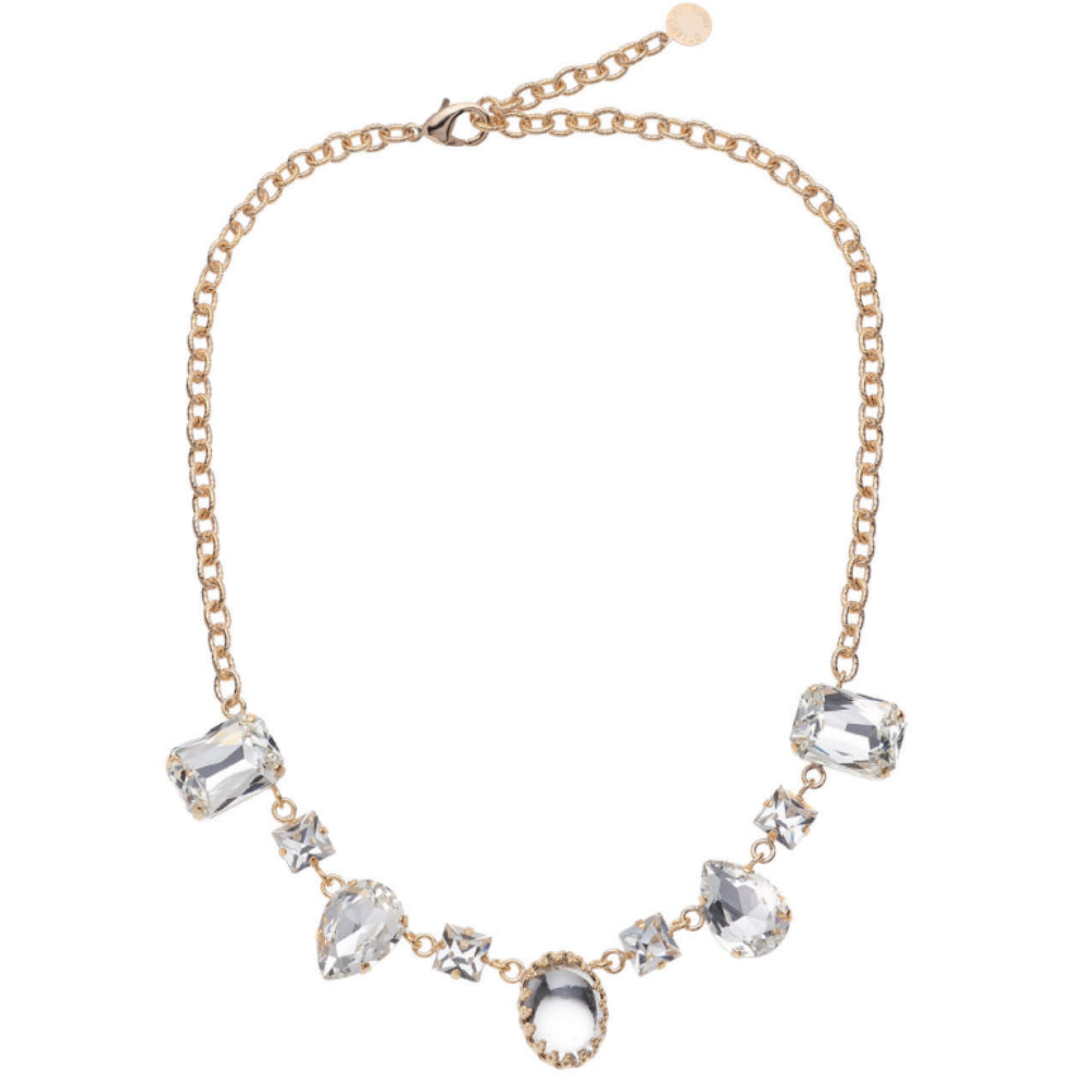 Collana Donna Ottaviani Bronzo Dorato Zirconi Bianchi Goccia Rettangolari 500941C