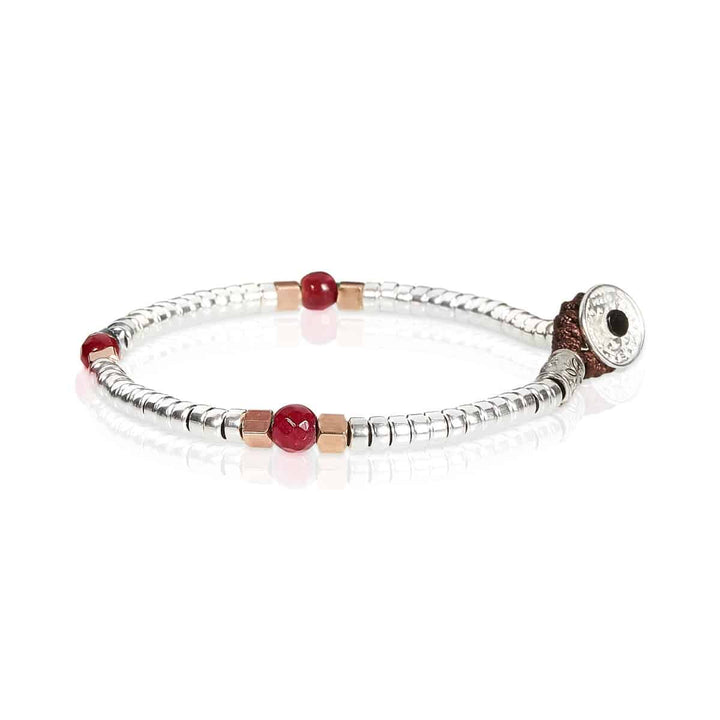 Bracciale Unisex Gerba Argento 925 Mon Amour Pietre Rosse Sfaccettate Cubi Rosè MA34