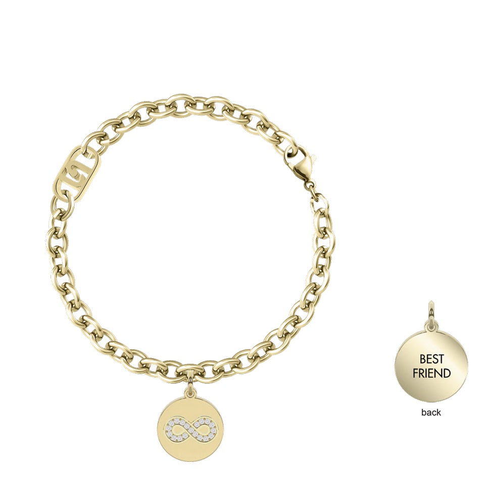 Bracciale Donna Acciaio Dorato  Liu jo ciondolo infinito Con Zirconi LJ3103
