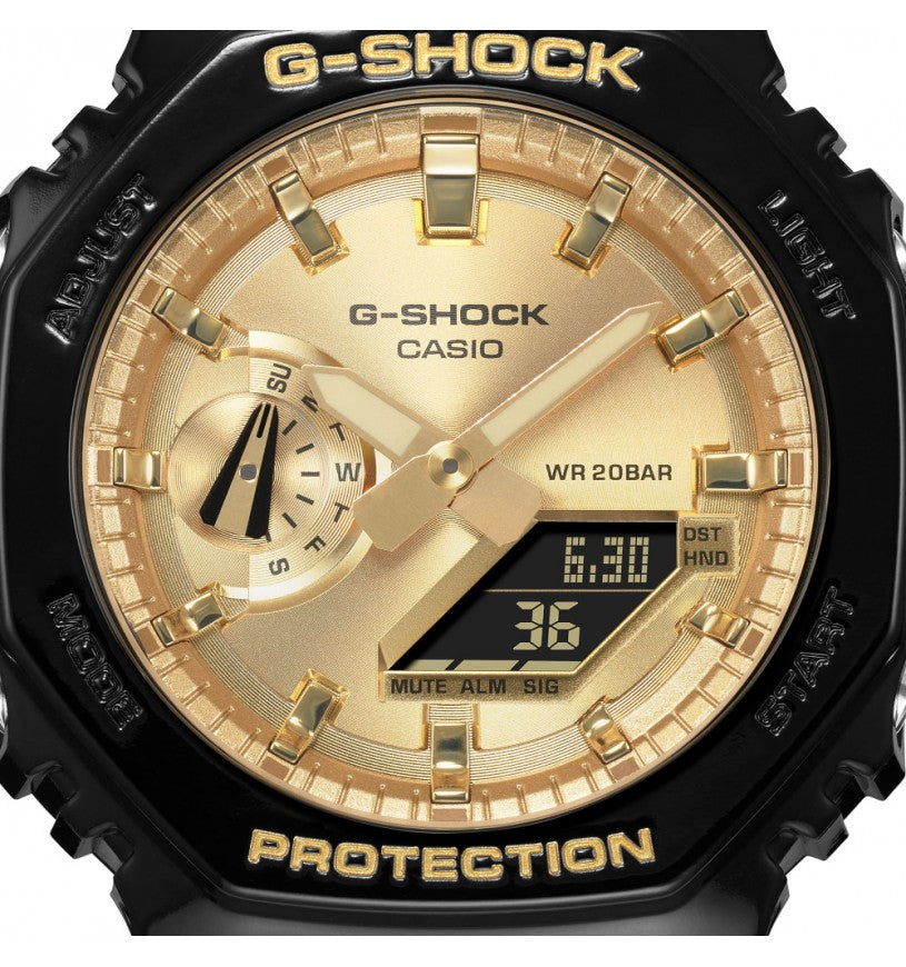 Orologio Uomo Casio G-Shock Analogico Digitale Nero Lucido Dorato GA-2100GB-1AER