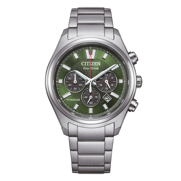 Orologio Uomo Citizen Verde Eco-Drive Cronografo Titanio Data CA4750-51X
