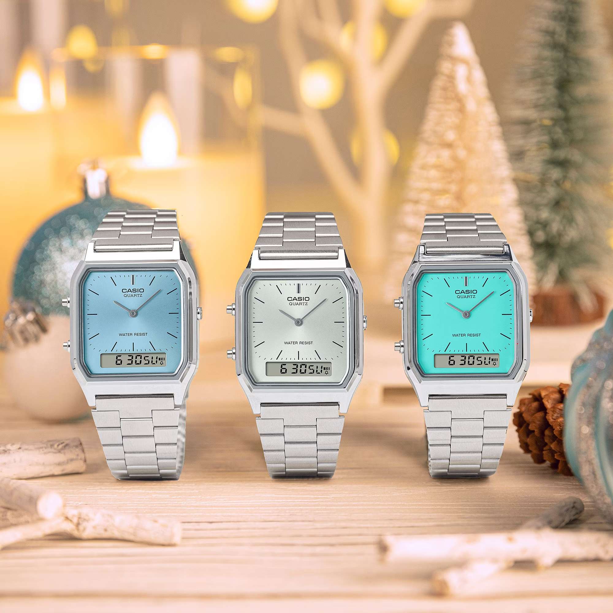 Orologio Unisex Casio Vintage Acciaio Quarzo Ana-Digi Turchese AQ-230A-2A2DMQYES