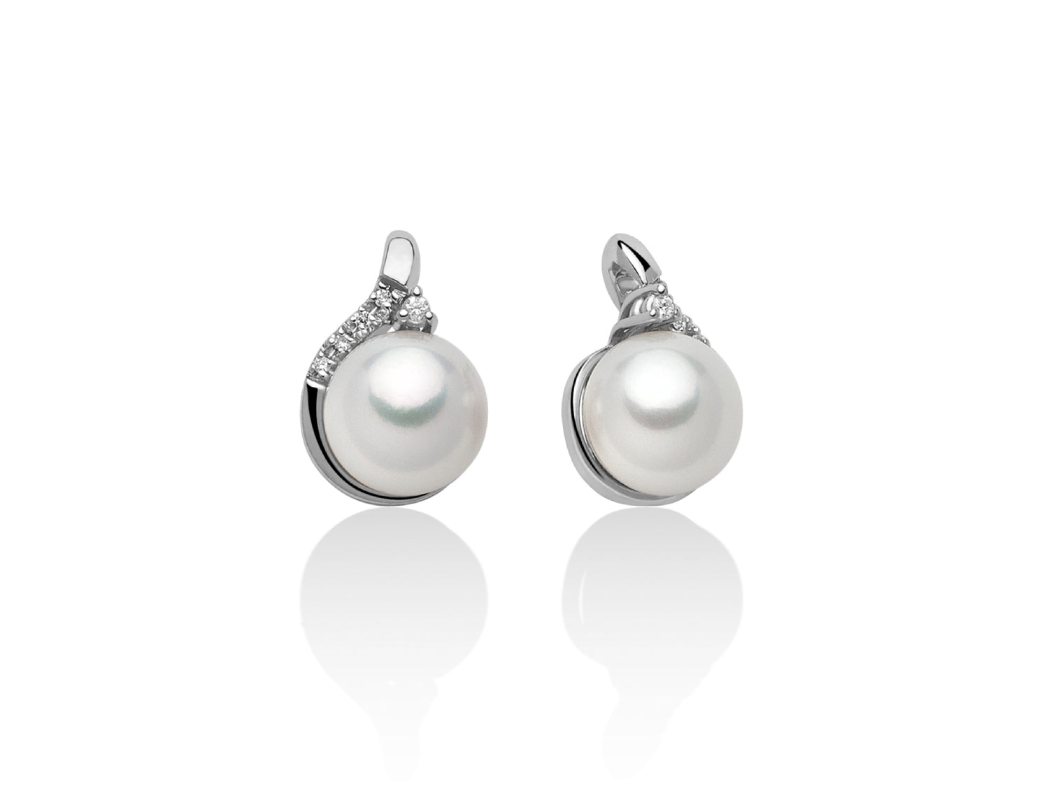 Orecchini Donna Miluna Oro Bianco 750 Perla 8,5-9 mm Goccia Diamanti PER2527