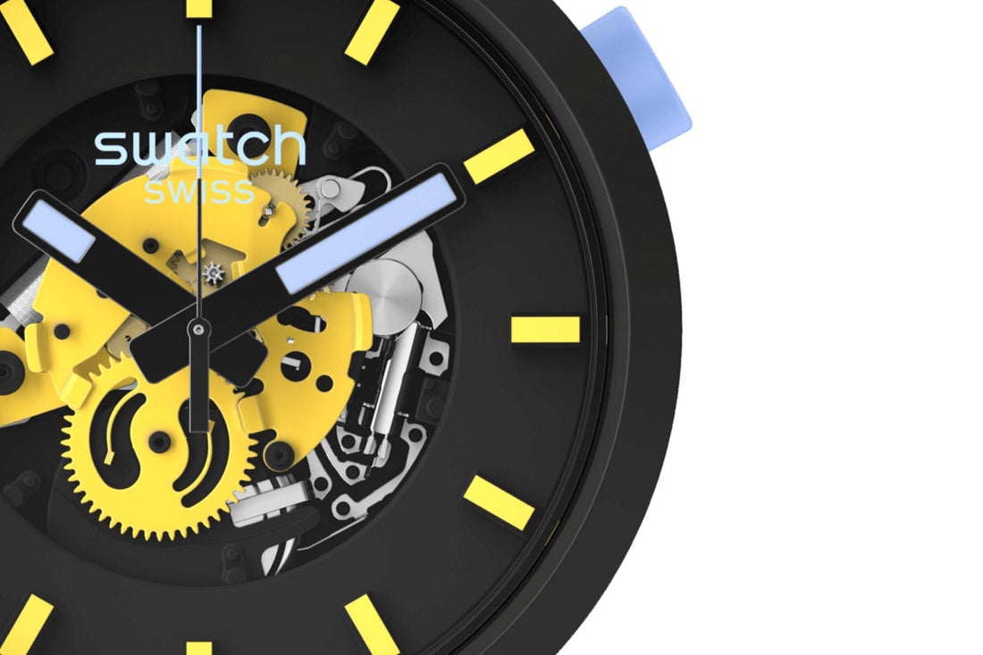 Orologio Uomo Swatch Bioceramic Big Bold Quarzo Solo Tempo Blu SB03B109