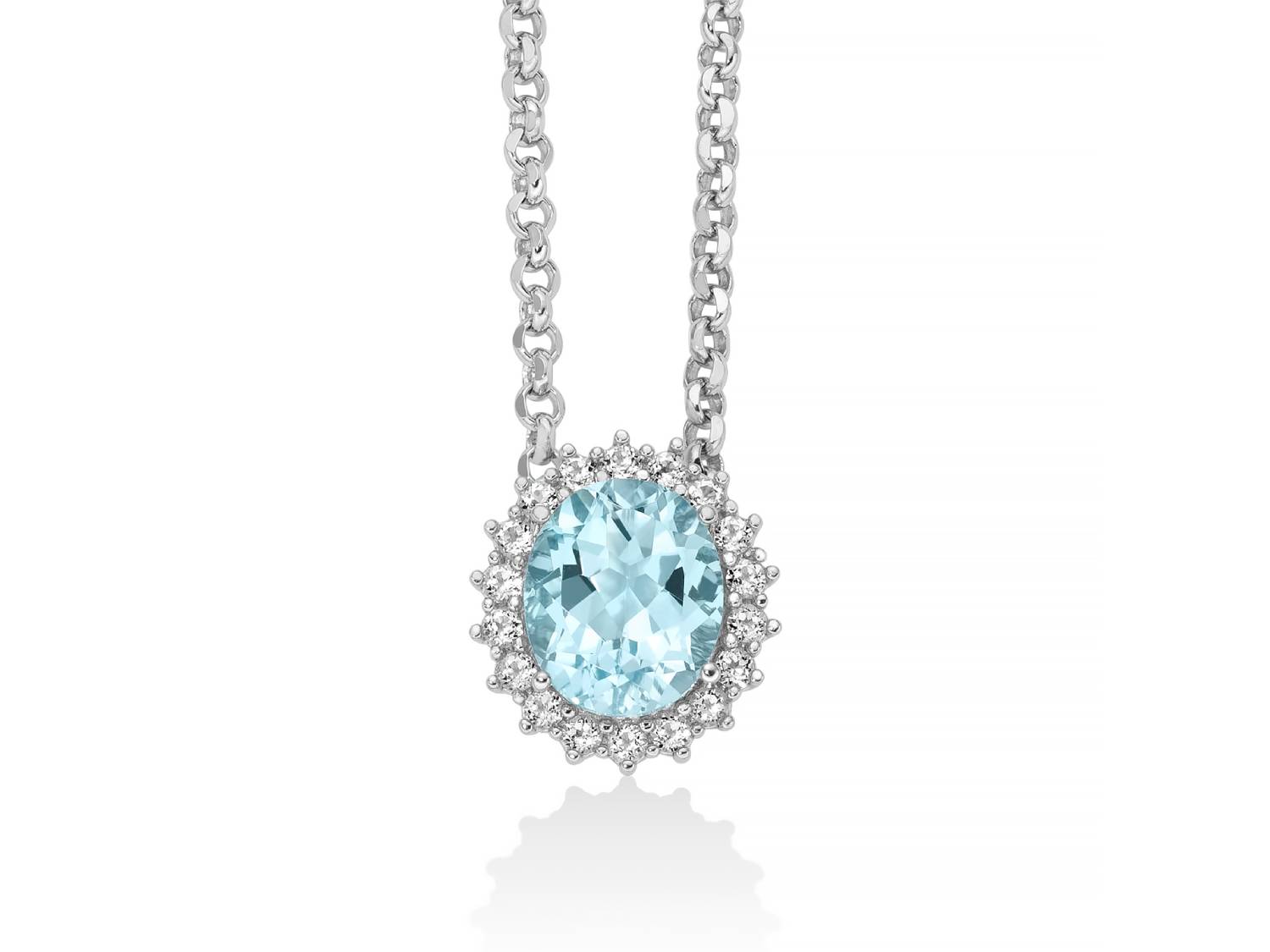 Collana Donna Miluna Argento 925 Topazio Azzurro Ovale CLD4833