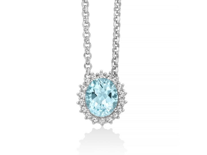 Collana Donna Miluna Argento 925 Topazio Azzurro Ovale CLD4833