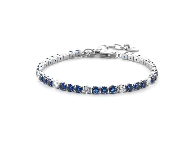 Bracciale Uomo 4US Cesare Paciotti Tennis Acciaio Zirconi Blu Bianchi 4UBR6354