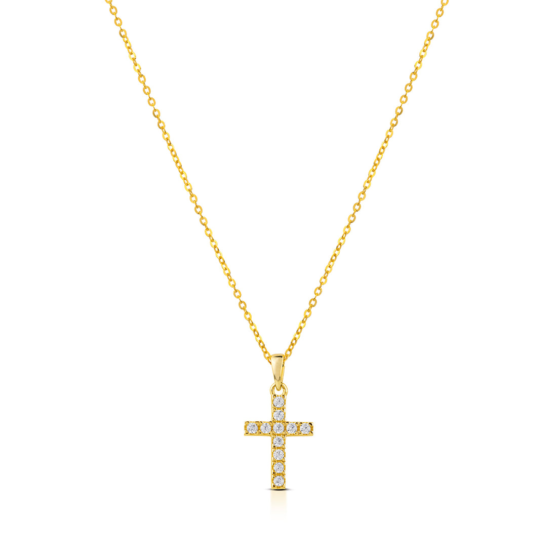 Collana Donna Kulto Argento 925 Dorato Croce Zirconi Bianchi K925-171-2450