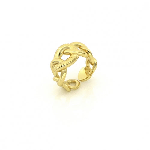Anello Donna Unoaerre Regolabile Groumette Bronzo Lucido Fascia Dorata 498096