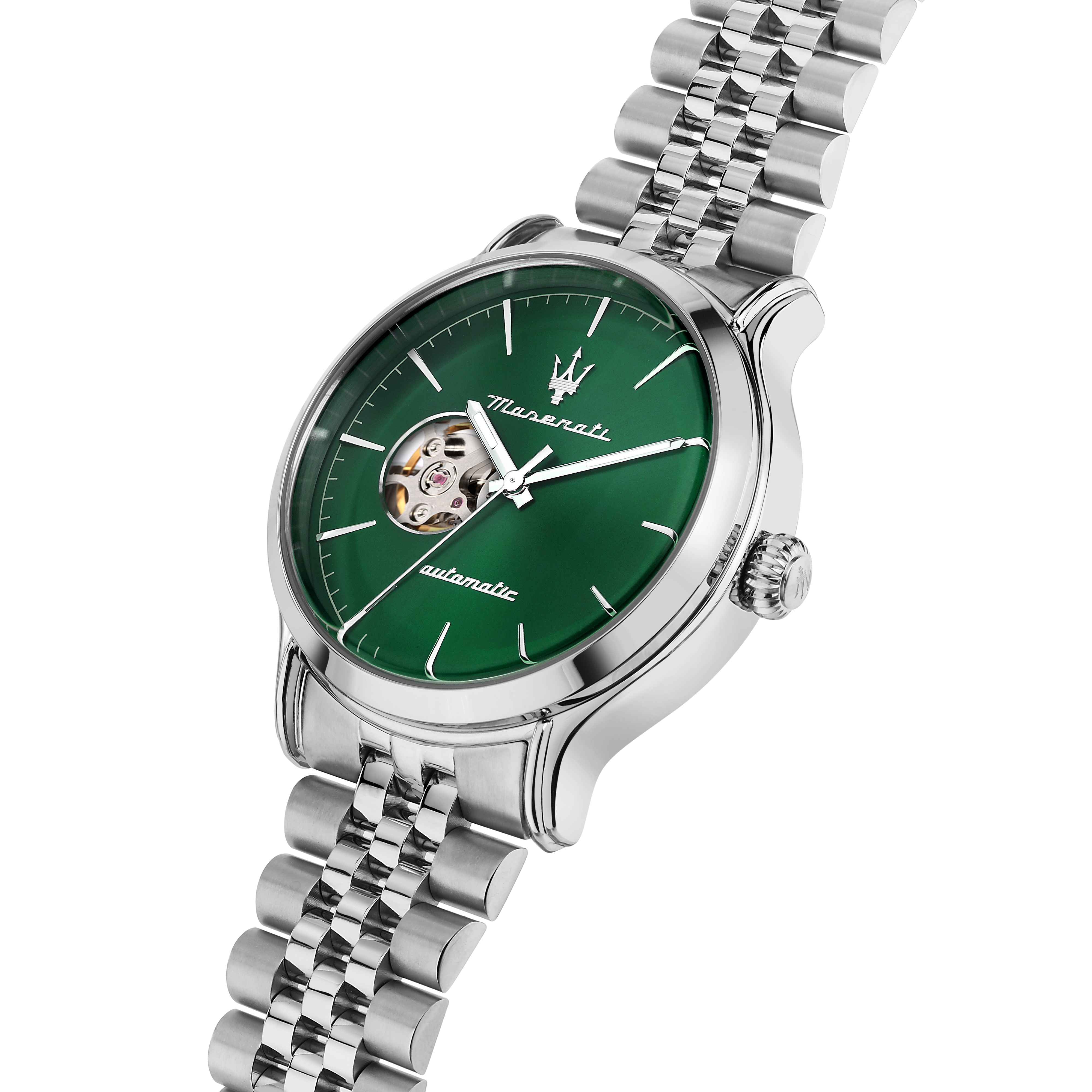 Orologio Uomo Maserati Acciaio Open Heart Verde Automatico Solo Tempo R8823118010
