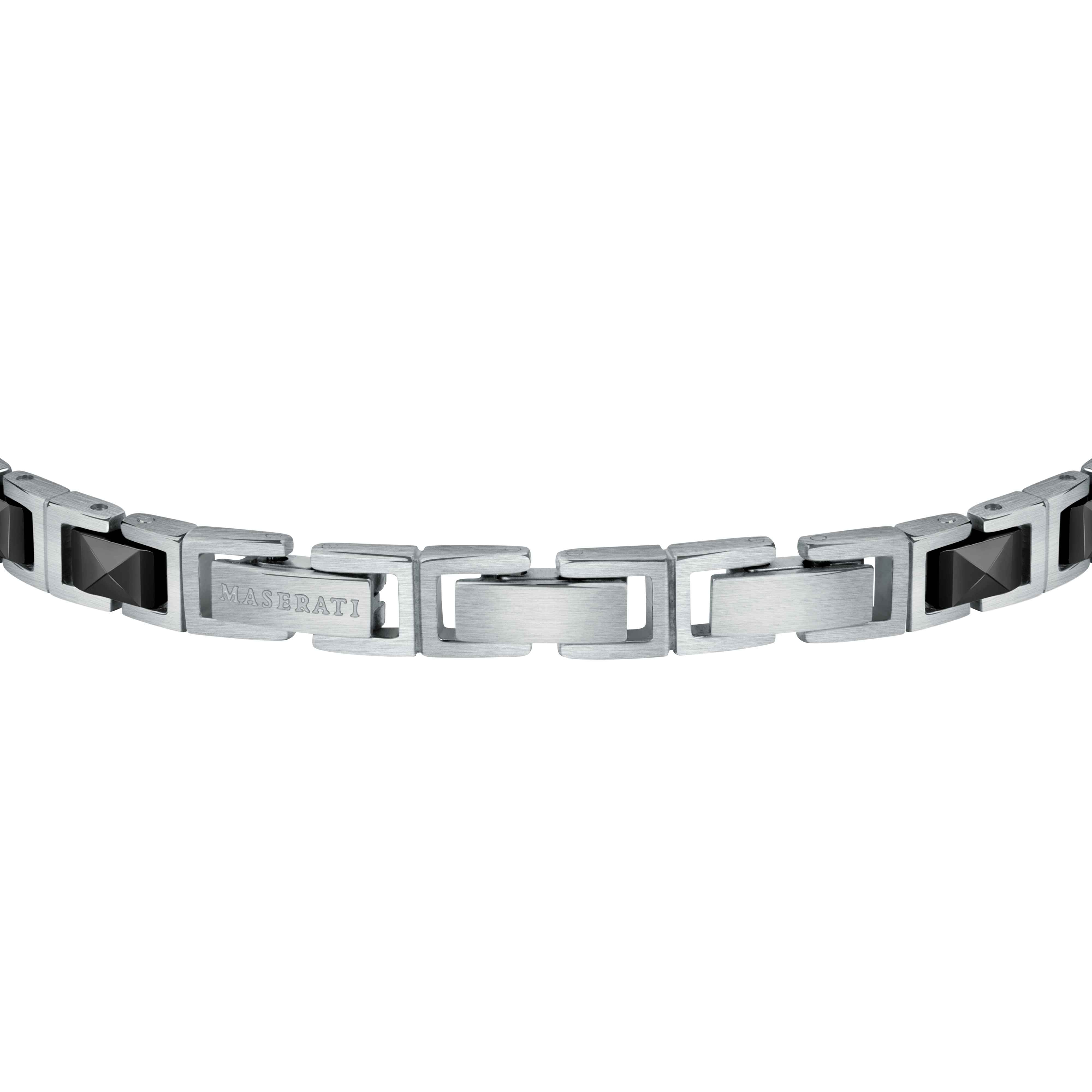 Bracciale Uomo Maserati Acciaio Semirigido Ceramica Nera Sfaccettata JM420ATI06