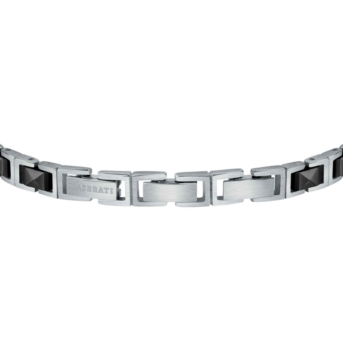 Bracciale Uomo Maserati Acciaio Semirigido Ceramica Nera Sfaccettata JM420ATI06