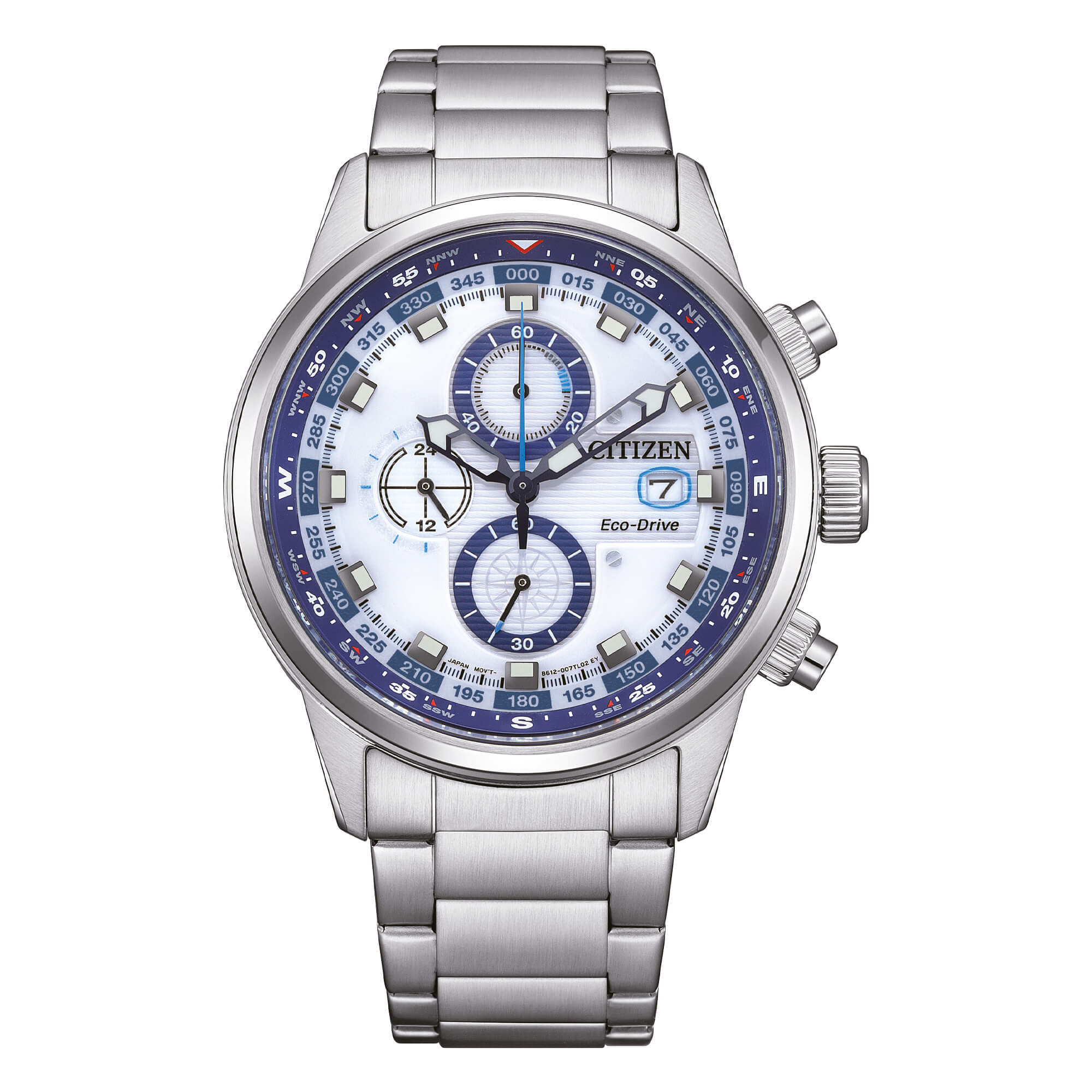 Orologio Uomo Citizen Eco-Drive Cronografo Acciaio Marine Bianco Blu CA0860-80A