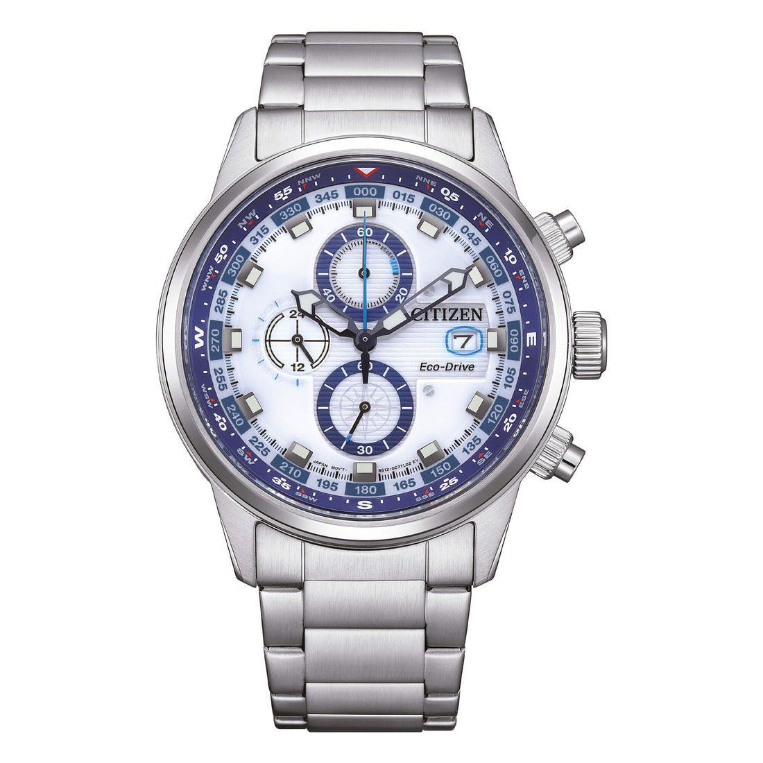 Orologio Uomo Citizen Eco-Drive Cronografo Acciaio Marine Bianco Blu CA0860-80A