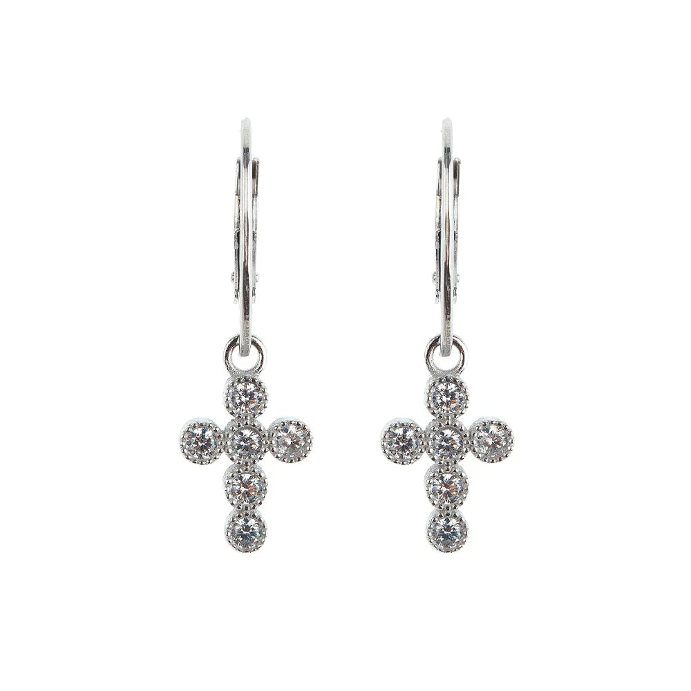 Orecchini Cerchio Crucis Zirconi Bianchi Argento 925 AGI131/O-AZB