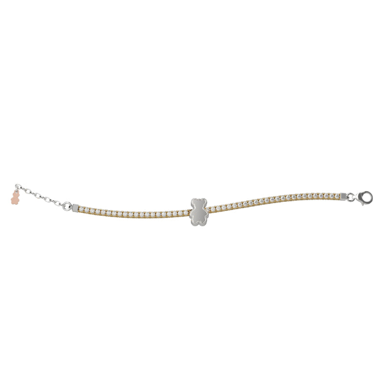 Bracciale Bambina Nanàn Argento Dorato 925 Tennis Orsetto Zirconi Bianchi NAN0332