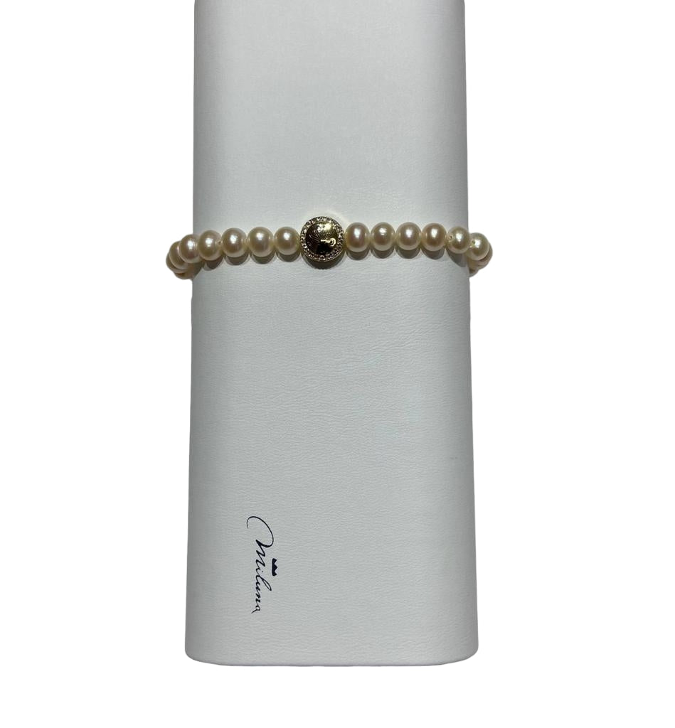 Bracciale Donna Miluna Argento 925 Miss Italia Perle Bianche sfera zirconata PBR3504G-TPZ