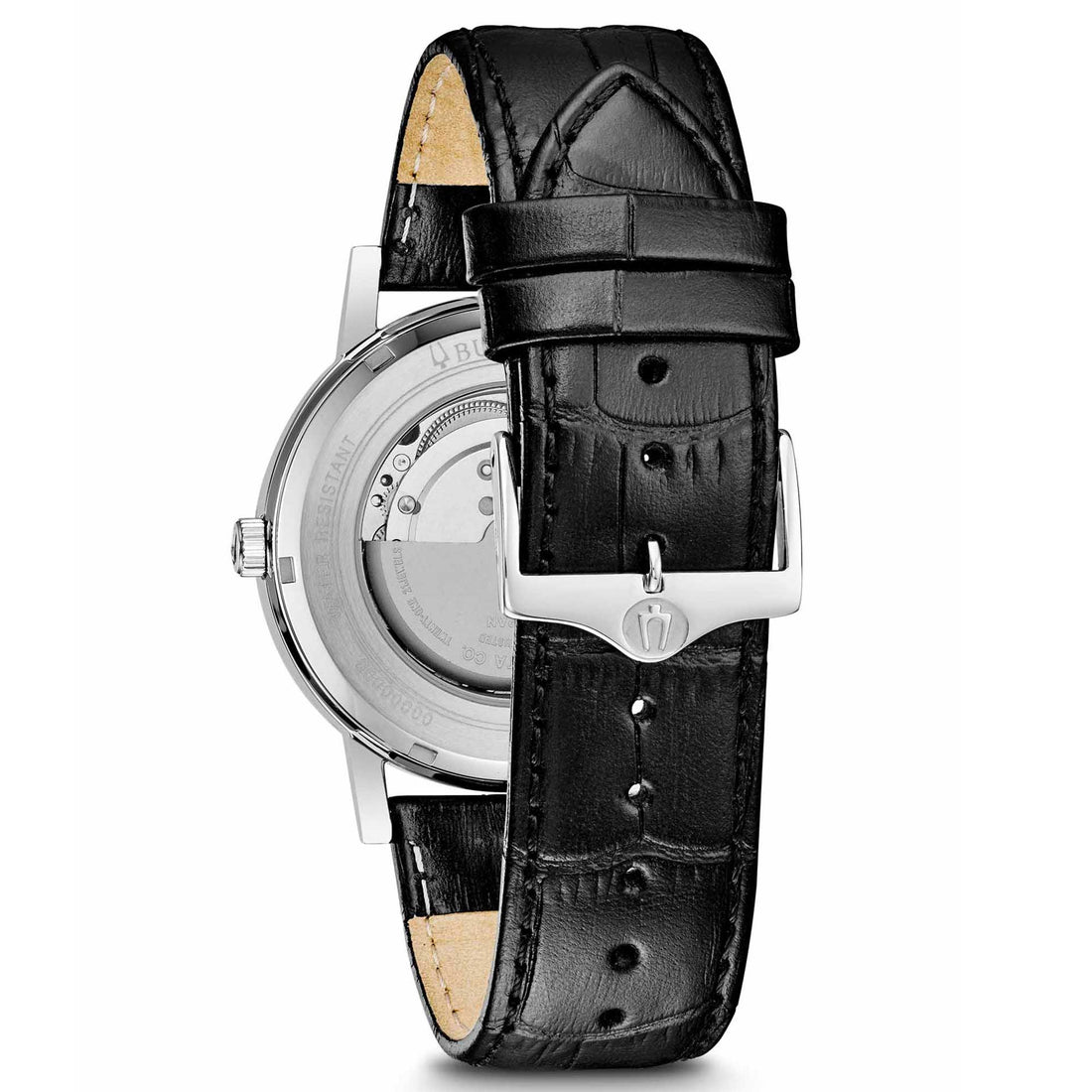 Orologio Uomo Bulova Automatico Clipper Pelle Nero Acciaio Day-Date 96C131