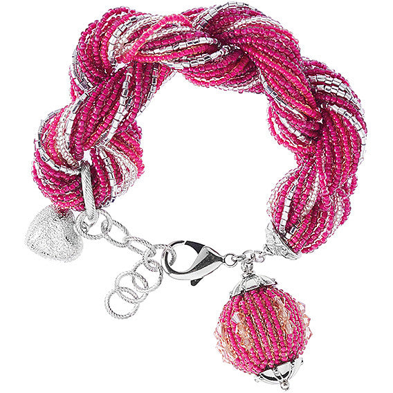 Bracciale Donna Ottaviani Biglie Fucsia Intrecciate Multicolore Cuore 500267B