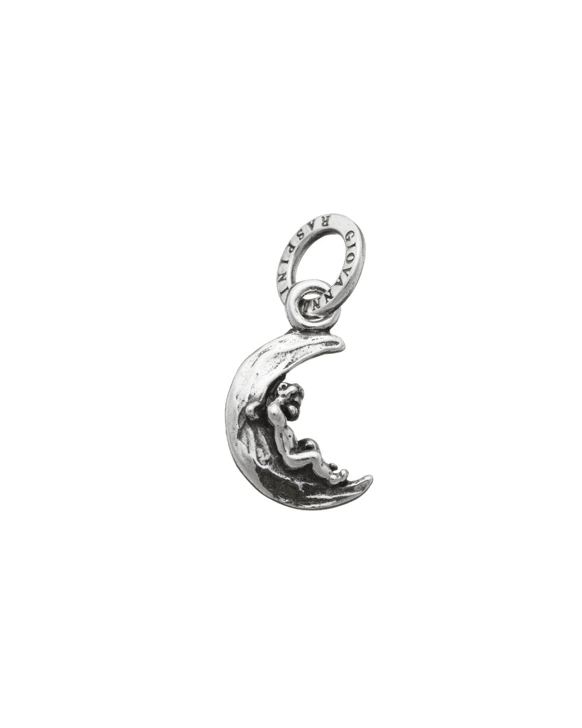 Charm Donna Giovanni Raspini Argento 925 Luna Con Angelo Realizzato A Mano 08059
