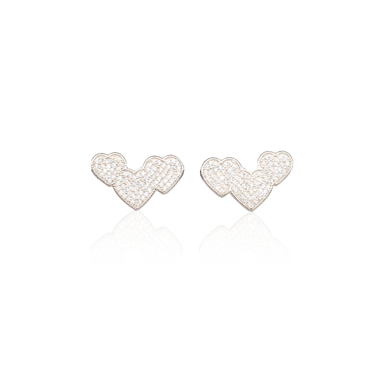 Orecchini Donna Re Mida Argento 925 A Lobo Cuori Con Zirconi Bianchi O025
