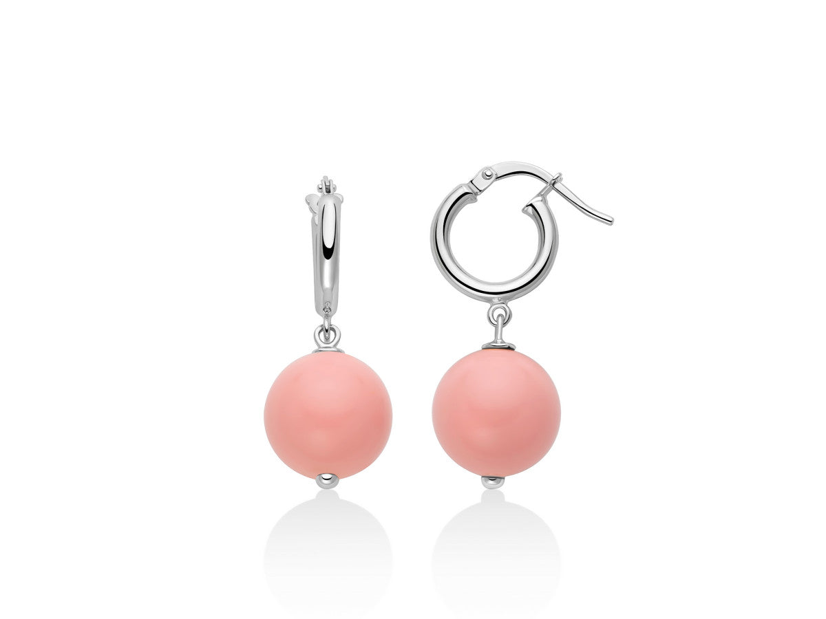 Orecchini Donna Argento 925 Pendenti Miluna Pasta Di Corallo Rosa PER2823