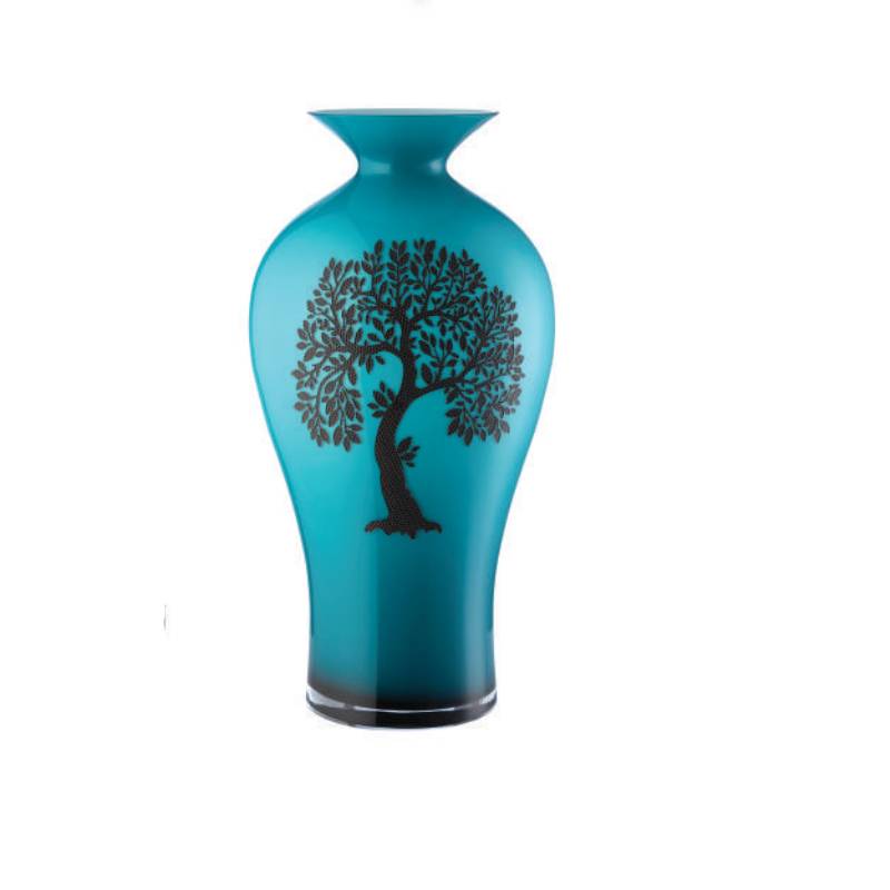 Vaso Onlylux Vetro Garden 42 cm Baltic Green Albero Della Vita OL03112