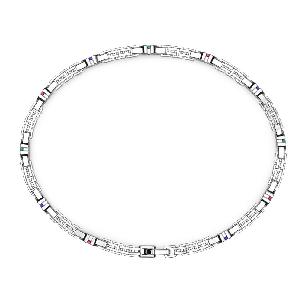 Bracciale Uomo Zancan Tennis Argento 925 Quarzi Naturali Colorati ESB314-BRV