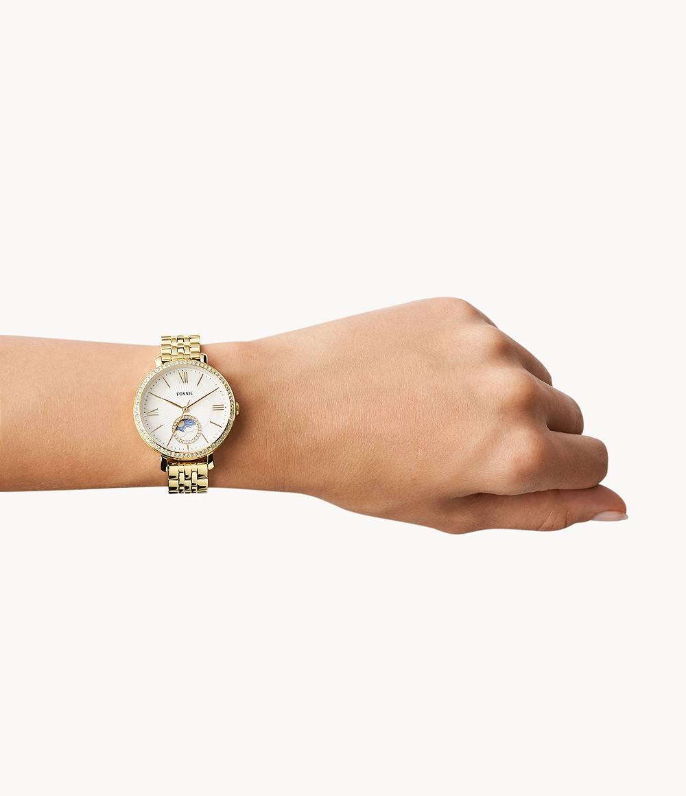 Orologio Donna Fossil Quarzo Solo Tempo Fasi Lunari Ghiera Zirconi Jacqueline ES5167