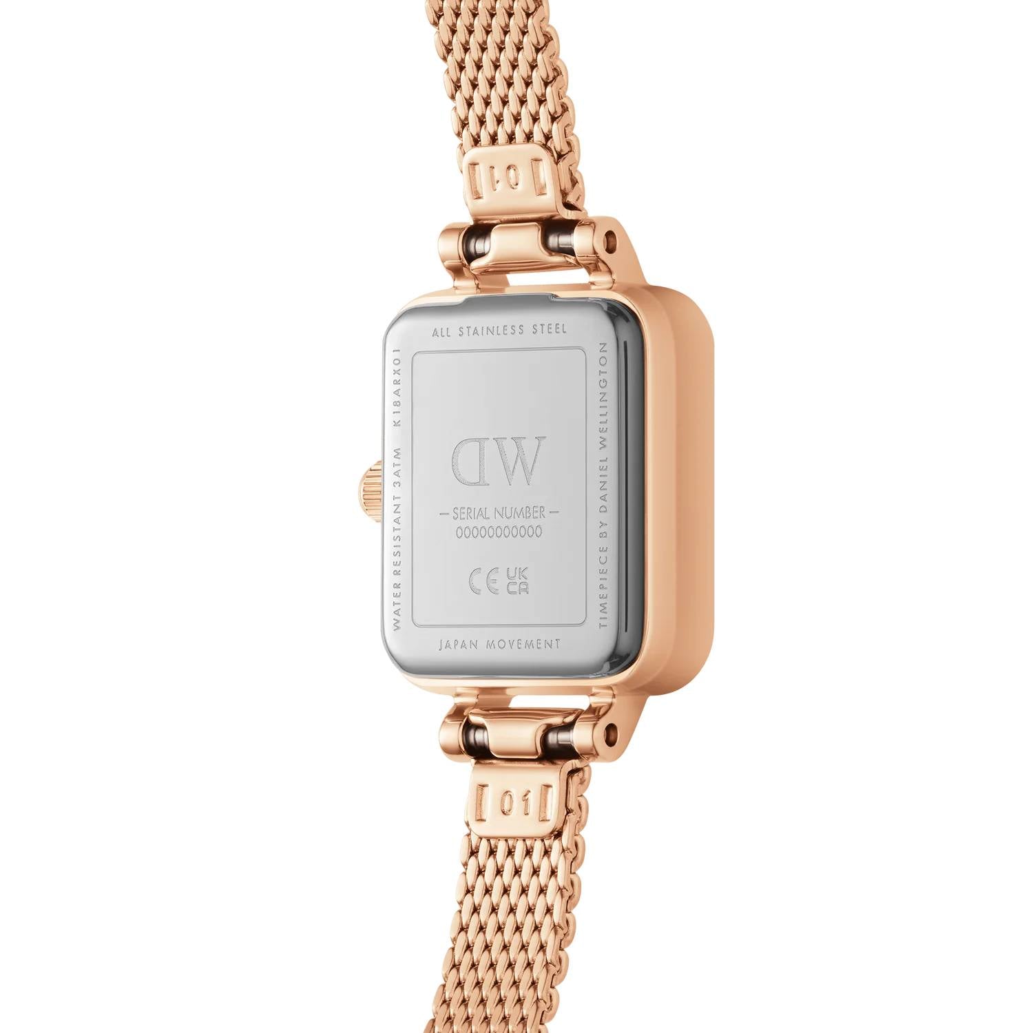 Orologio Donna Daniel Wellington Quadro Mini Acciaio Rosè Zirconi Bianchi DW00100731