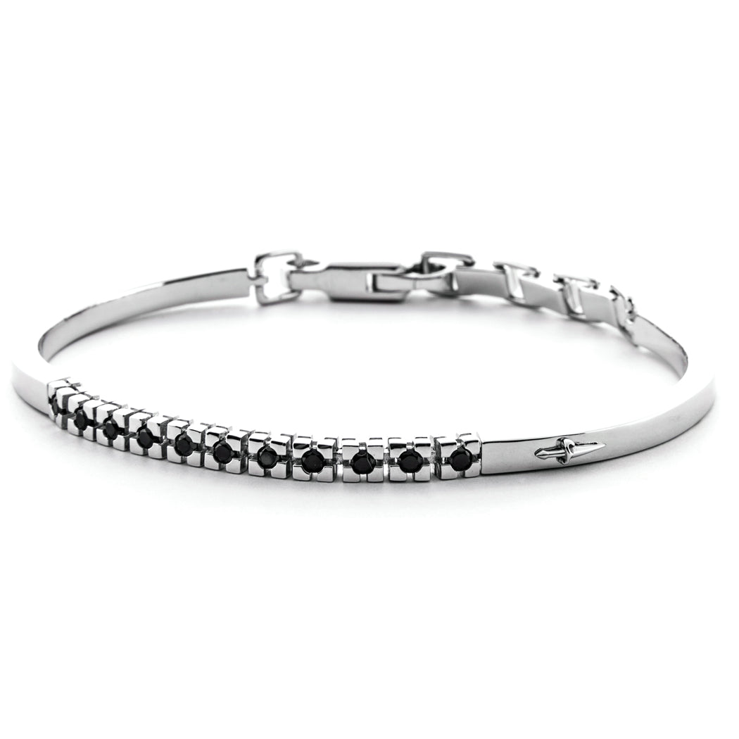 Bracciale Uomo Cesare Paciotti Argento Catena Semirigida Spinelli Neri JPBR5089B