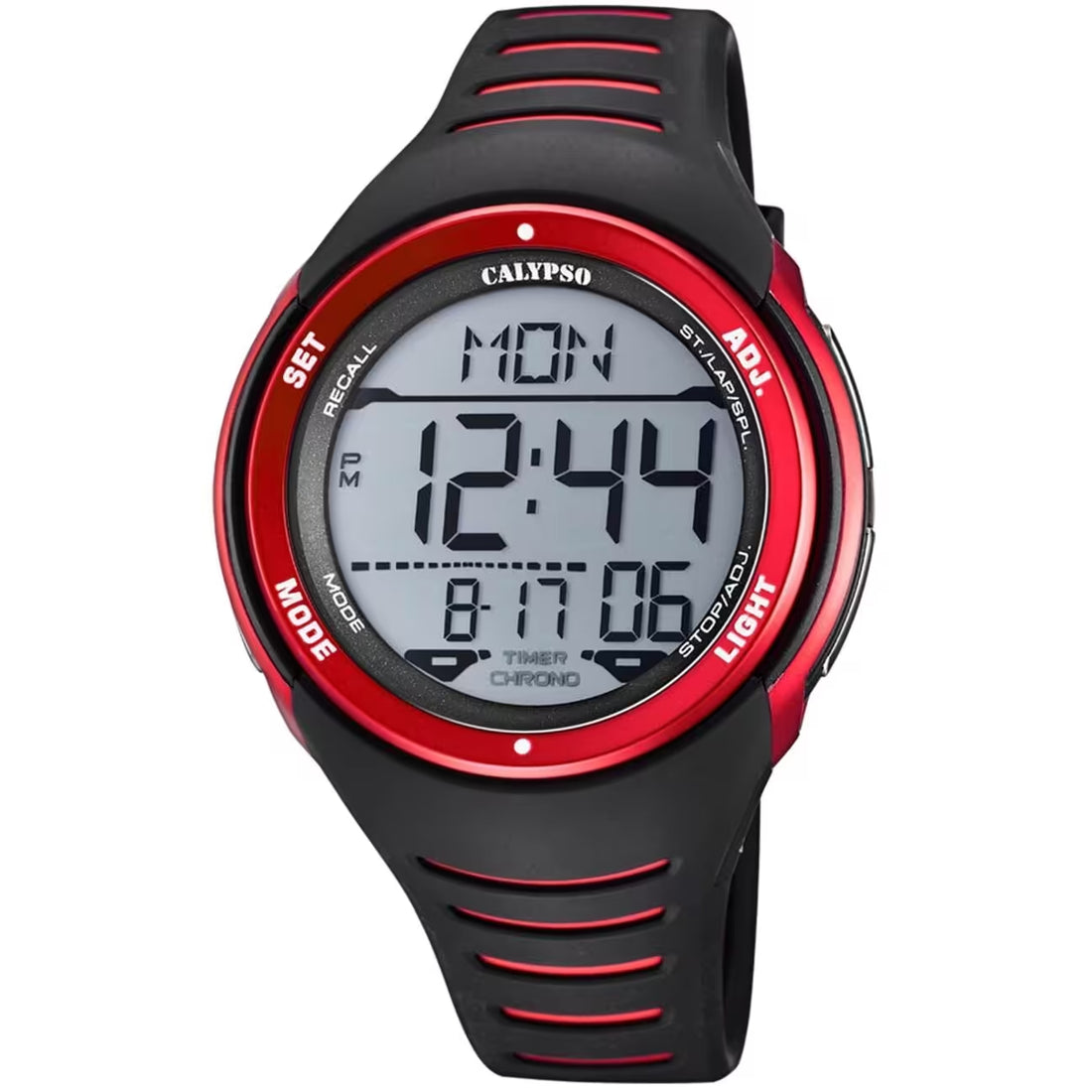 Orologio Uomo Calypso Gomma Quarzo Digitale Cronografo Rosso Nero K5807/3