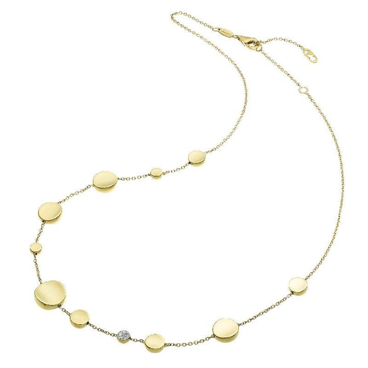 Collana Donna Chimento Oro Giallo Dischi Lucidi Diamante Bianco 1G10280B11450