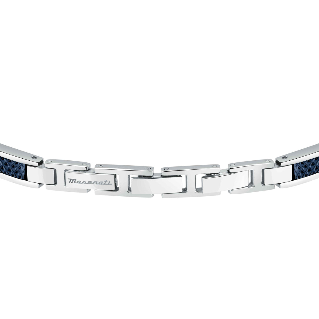 Bracciale Uomo Maserati Acciaio Borchie Logo PVD Blu JM523AVD33