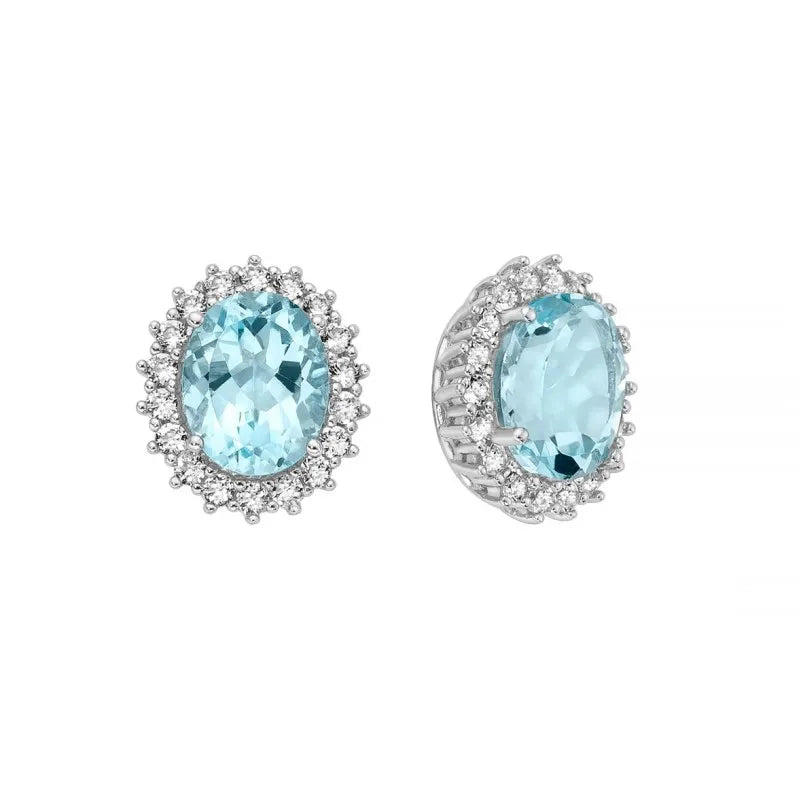 Orecchini Donna Miluna Gemma Del Cielo Argento 925 Topazio Azzurro Ovale ERD2967