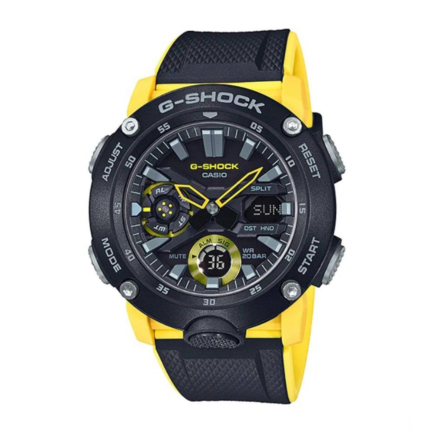 Orologio Uomo Casio G-SHOCK GA-2000-1A9ER Analogico Digitale Nero Giallo Crono
