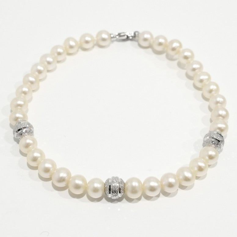 Bracciale Donna Miluna Perle Con 3 Inserti In Oro Bianco 375 PBR3082X