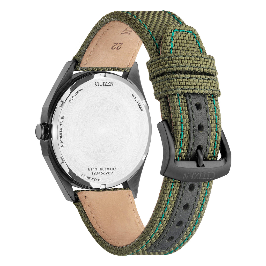 Orologio Uomo Citizen Verde Militare Eco-Drive Solo Tempo Acciaio Data BM7635-01X
